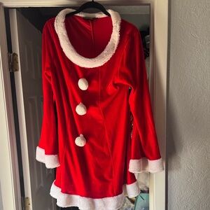 Music Legs Red Long Sleeve Dress with White Trim